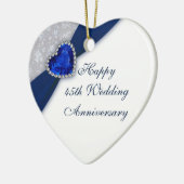 Damask 45. Hochzeitstag Herzdekoration Keramikornament (Links)