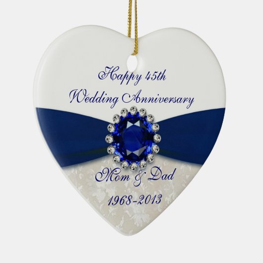 Damask 45. Hochzeitstag Keramik Ornament (Rechts)