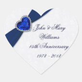 Damask 45. Hochzeitsticker Herz-Aufkleber (Vorderseite)