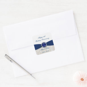 Damask 45. Hochzeitsticker Quadratischer Aufkleber