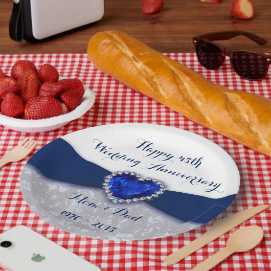 Damask 45. Jahrestags-Papierplatte Pappteller (Picknick)