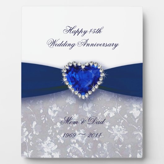 Damask 45. Wedding Anniversary Plaque Fotoplatte (Vorderseite)