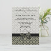 Damask 50. Hochzeitstag Einladung (Stehend Vorderseite)