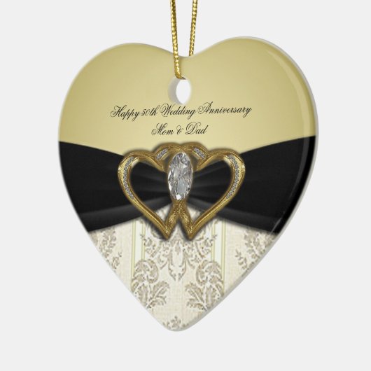 Damask 50. Hochzeitstag Keramikornament (Links)