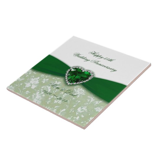 Damask 55. Hochzeitstag Fliese (Seite)