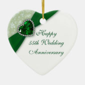 Damask 55. Hochzeitstag Herzornament Keramikornament (Vorne)