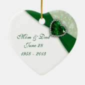 Damask 55. Hochzeitstag Herzornament Keramikornament (Hinten)