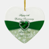 Damask 55. Hochzeitstag Keramikornament (Vorne)