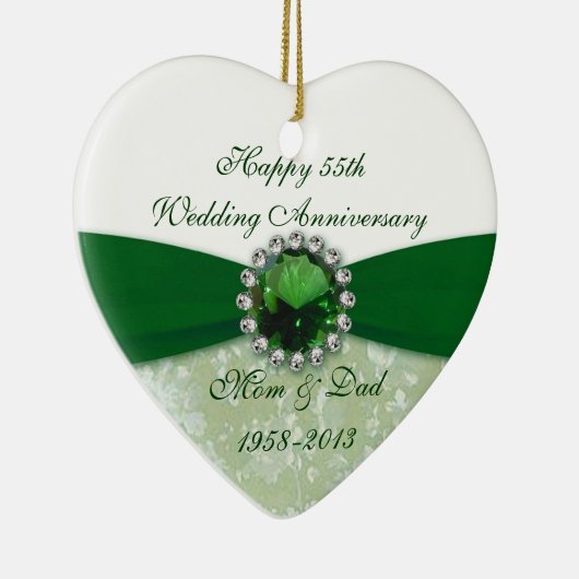 Damask 55. Hochzeitstag Keramikornament (Rechts)