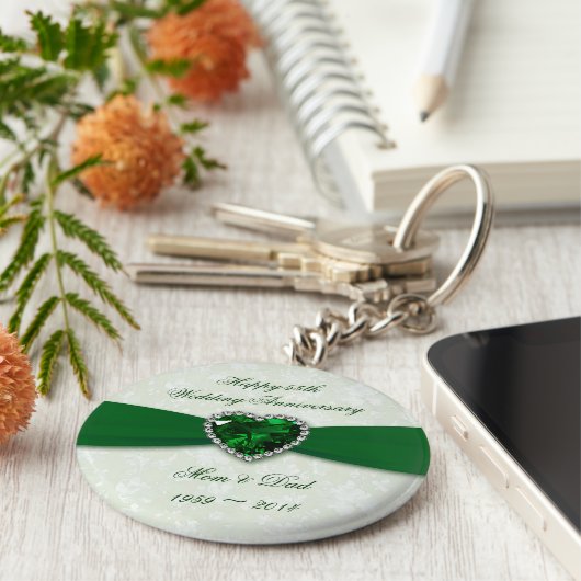 Damask 55. Hochzeitstag Schlüsselanhänger (Seite)