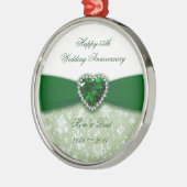 Damask 55. Hochzeitstag Silbernes Ornament (Links)