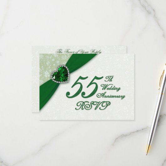 Damask 55. Hochzeitstag UAWG RSVP Karte (Vorderseite/Rückseite Beispiel)
