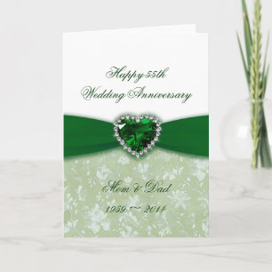 Damask 55th Wedding Anniversary Karte