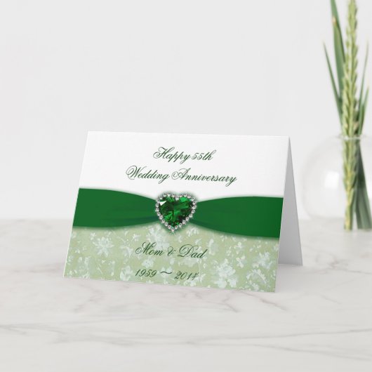 Damask 55th Wedding Anniversary Karte (Vorderseite)