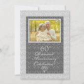Damask 60. Diamond Wedding Anniversary Party Einladung (Vorderseite)