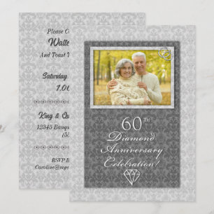 Damask 60. Diamond Wedding Anniversary Party Einladung