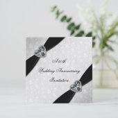 Damask 60. Hochzeitstag Einladung (Stehend Vorderseite)