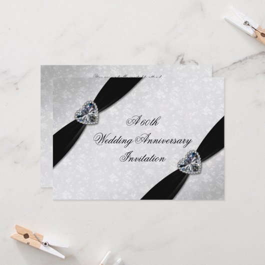 Damask 60. Hochzeitstag Einladung (Vorderseite/Rückseite Beispiel)