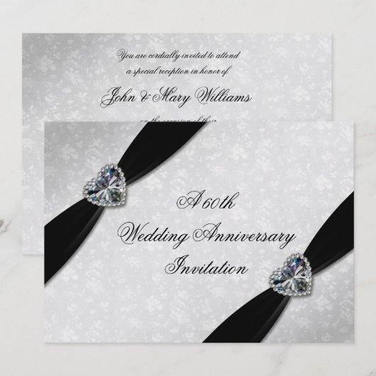Damask 60. Hochzeitstag Einladung (Vorne/Hinten)