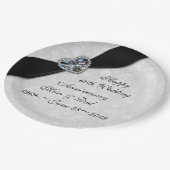 Damask 60. Hochzeitstag Pappteller (Schrägansicht)