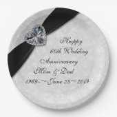 Damask 60. Hochzeitstag Pappteller (Vorderseite)
