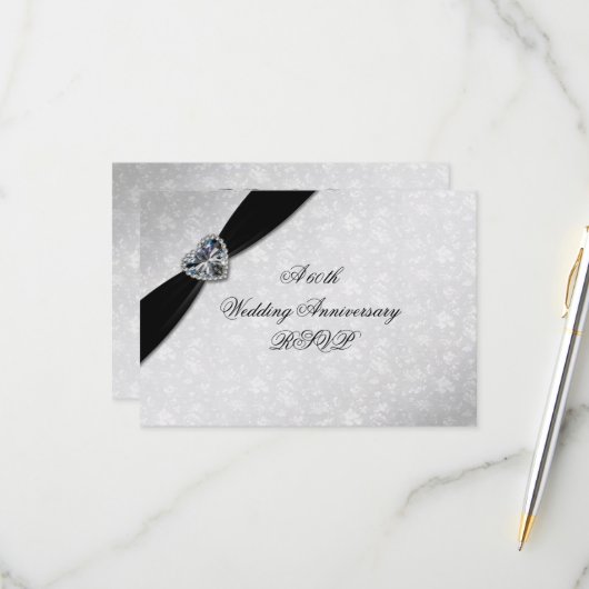 Damask 60. Hochzeitstag RSVP Karte (Vorderseite/Rückseite Beispiel)