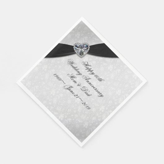 Damask 60. Hochzeitstag Serviette (Ecke)