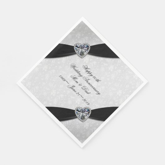 Damask 60. Hochzeitstag Serviette (Ecke)