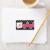 Damask Address Label Honeysucksuckle Pink Monogram Adressaufkleber (Insitu)