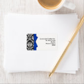 Damask Address Labels mit Blue Bow Adressaufkleber (Insitu)