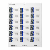 Damask Address Labels mit Blue Bow Adressaufkleber (Vorne)