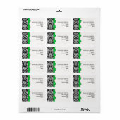 Damask Address Labels mit grünem Bow Adressaufkleber (Vorne)