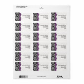 Damask Address Labels mit Lila Bow Adressaufkleber (Vorne)