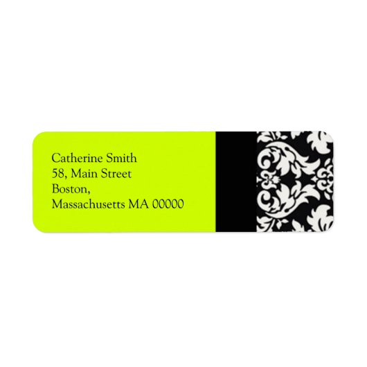 Damask Address Labels mit Limonen (Vorne)