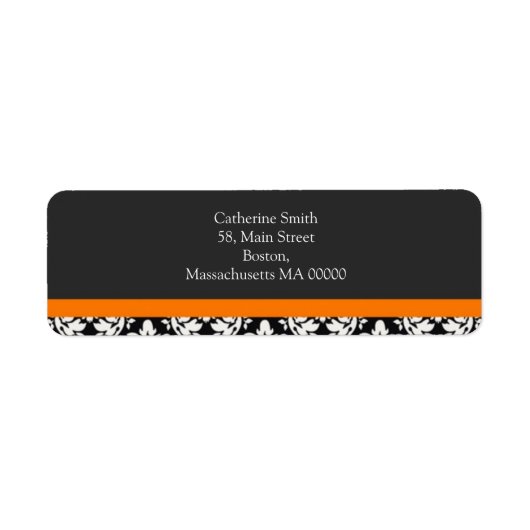 Damask Address Labels mit Orange (Vorne)