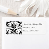 Damask Address Labels Schwarz-weiß Hochzeitformula (Insitu)