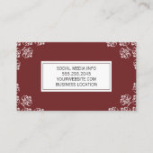 Damask Akzent / rot Visitenkarte (Rückseite)
