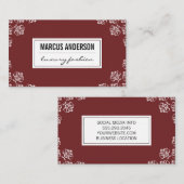 Damask Akzent / rot Visitenkarte (Vorne/Hinten)