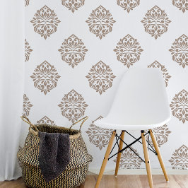 Damask Ambiance Beige von Weiß Tapete