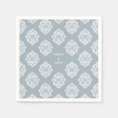 Damask Ambience Cadet Blue Elegante Wedding Napkin Serviette (Vorderseite)