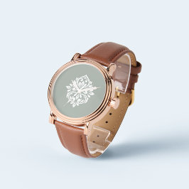 Damask Ambience Pale Olive Armbanduhr