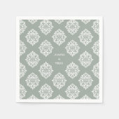 Damask Ambience Pale Olive Classic Wedding Napkins Serviette (Vorderseite)