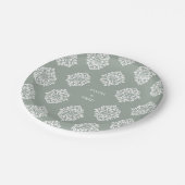 Damask Ambience Pale Olive Elegante Hochzeiten Tel Pappteller (Schrägansicht)