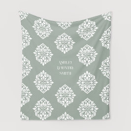 Damask Ambience Pale Olive Fleecedecke