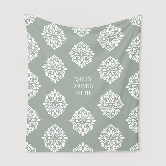 Damask Ambience Pale Olive Fleecedecke