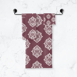 Damask Ambience Personalisiert Toskana Rot Badhandtuch Set
