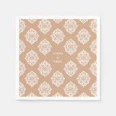 Damask Ambience Soft Beige Classic Wedding Napkins Serviette (Vorderseite)