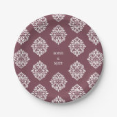 Damask Ambience Tuscan Red Classic Wedding Pappteller (Vorderseite)