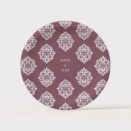 Damask Ambience Tuscan Red Classic Wedding Pappteller