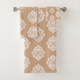 Damask Ambient Personalisiert weich beige Badhandtuch Set